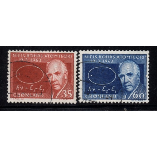 Greenland Sc 66-67 1963 Niels Bohr stamp set used