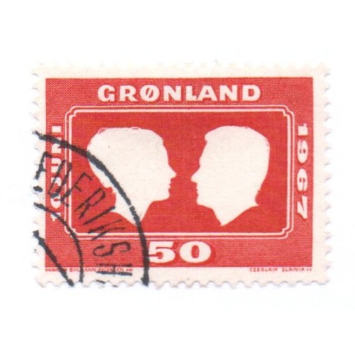 Greenland Sc 69 1967 Royal Wedding Margrethe &  Henri stamp used