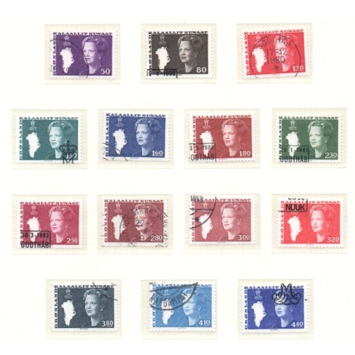 Greenland Sc 120-135 1980-1989 Queen Margrethe stamp set used