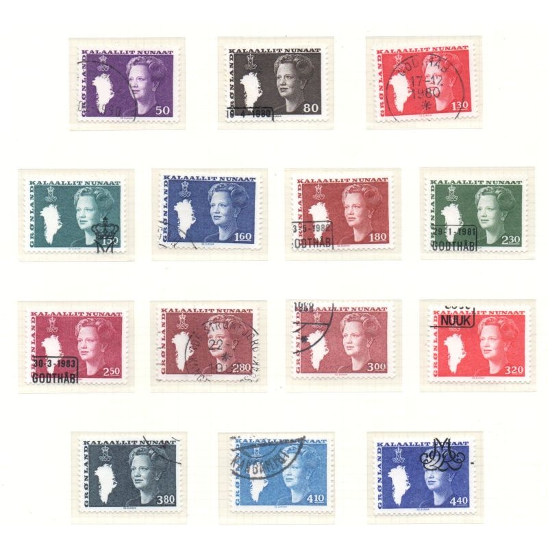 Greenland Sc 120-135 1980-1989 Queen Margrethe stamp set used