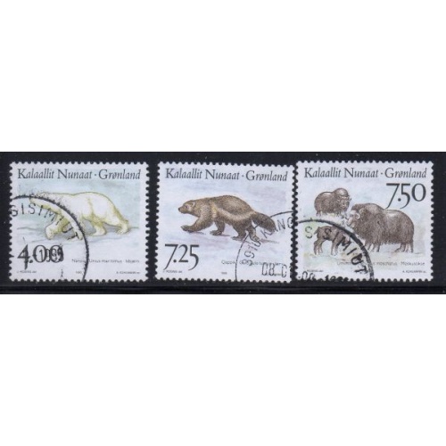 Greenland Sc 296-98 1995 Native Animals stamp set used