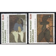 Greenland Sc 325-26 1997 Paintings stamp set used