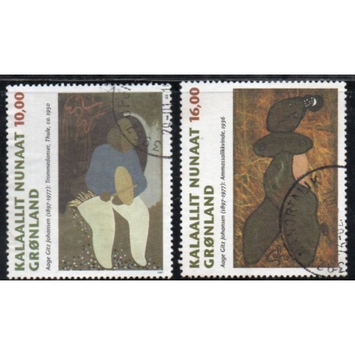 Greenland Sc 325-26 1997 Paintings stamp set used
