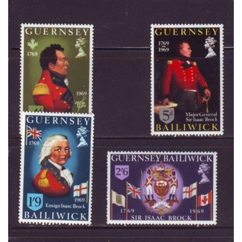 Guernsey Sc 24-27 1969 Sir Isaac Brock stamp set mint NH