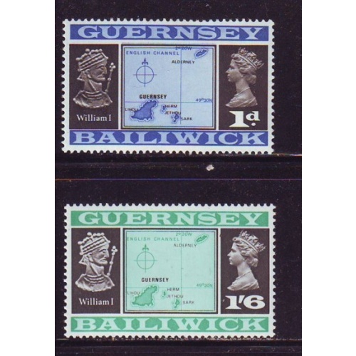 Guernsey Sc 28-29 1970 redrawn map stamp set mint NH
