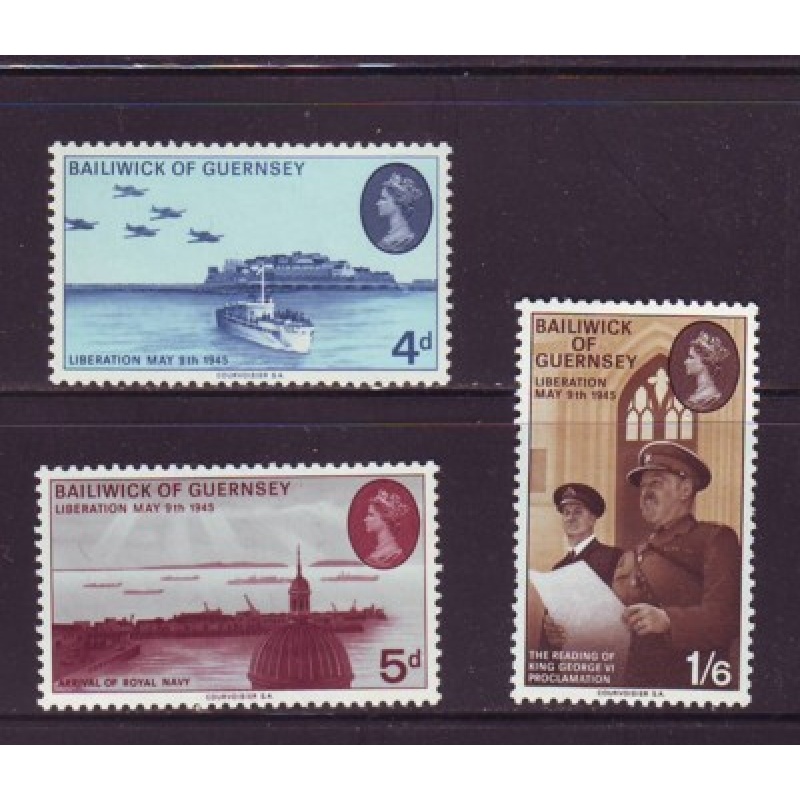 Guernsey Sc 30-32  1970 25th Anniversary Liberation stamp set mint NH