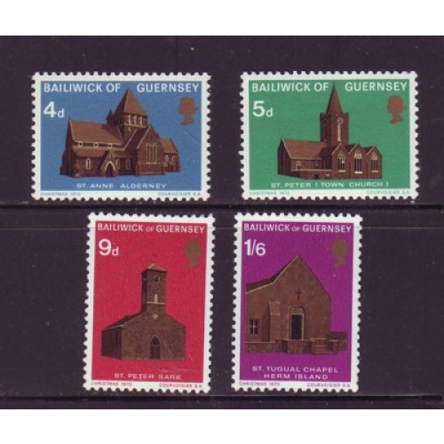 Guernsey Sc 37-40 1970 Churches Christmas stamp set mint NH