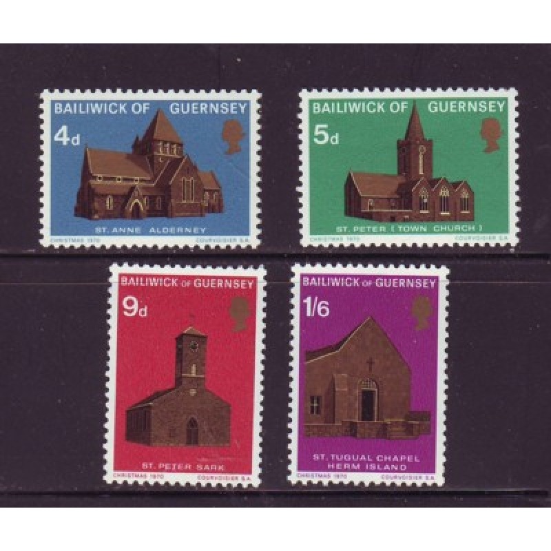 Guernsey Sc 37-40 1970 Churches Christmas stamp set mint NH