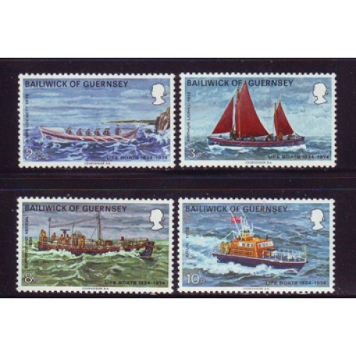 Guernsey Sc 91-94 1974 Lifeboats  stamp set mint NH