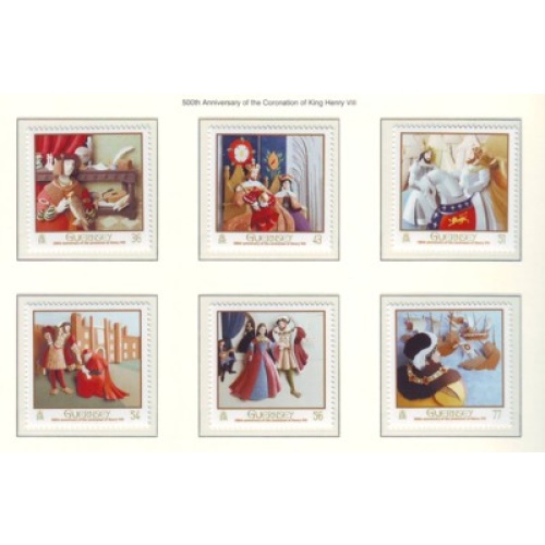 Guernsey Sc 1045-1050 2009 Coronation of Henry VIII stamp set mint NH