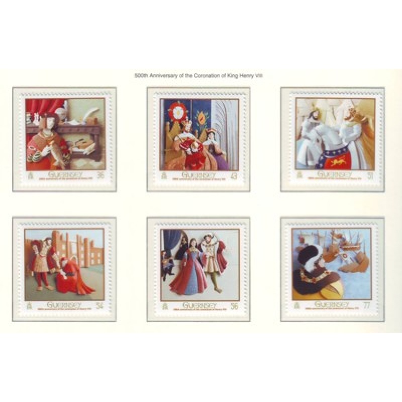 Guernsey Sc 1045-1050 2009 Coronation of Henry VIII stamp set mint NH