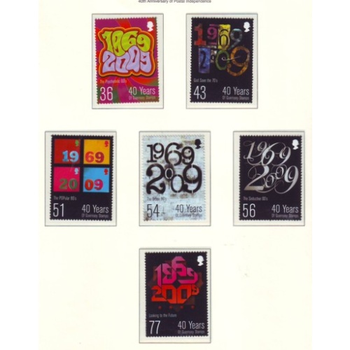 Guernsey Sc 1051-1056 2009 Anniversary Postal Independence stamp set mint NH