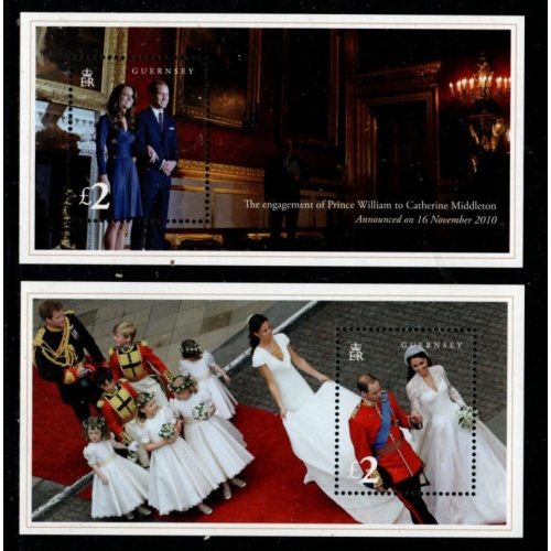Guernsey Sc 1128-1129 2011 Royal Wedding Prince William stamp sheet mint NH