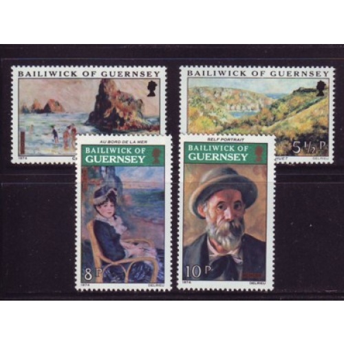Guernsey Sc 115-118 1974 Renoir Paintings stamp set mint NH