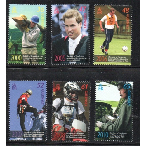 Guernsey Sc 1166-1171 2012 30th Birthday Prince William stamp set mint NH