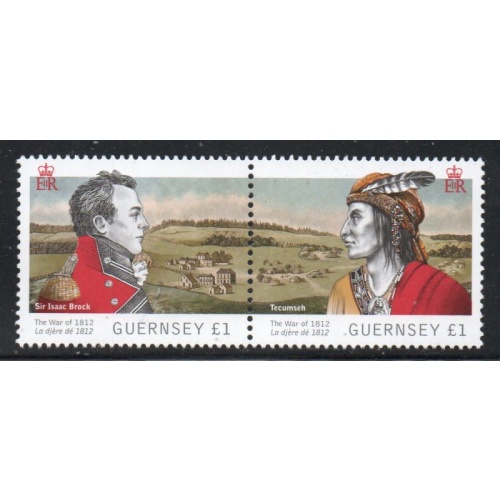 Guernsey Sc 1172 2012 War of 1812 Brock Tecumseh stamp set mint NH