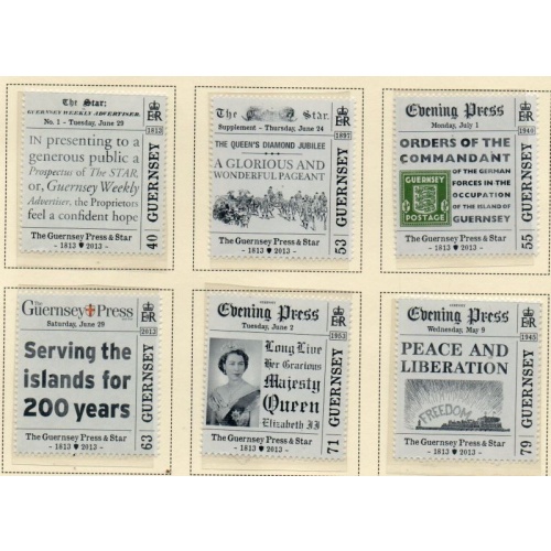 Guernsey Sc 1214-1219 2013 Guernsey Newspapers Views stamp set mint NH