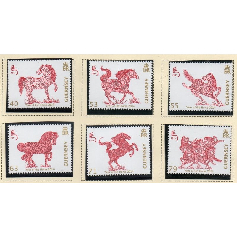 Guernsey Sc 1240-1245 2014 Year of the Horse stamp set mint NH