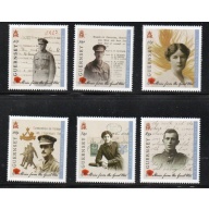 Guernsey Sc 1275-1280 2014 World War I Anniversary stamp set mint NH