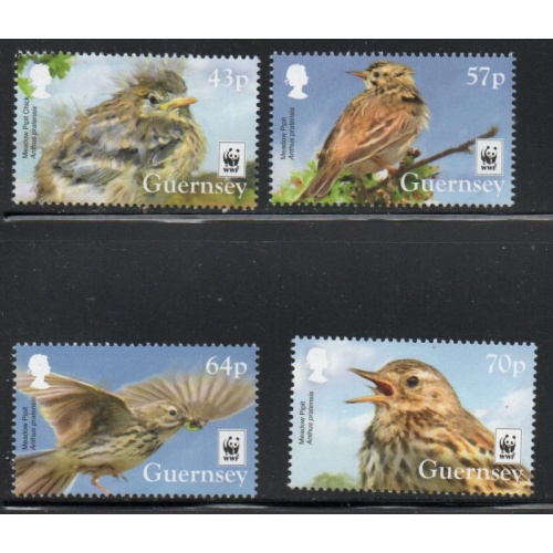 Guernsey Sc 1379-1382  2017 Meadow Pipit WWF stamp set mint NH