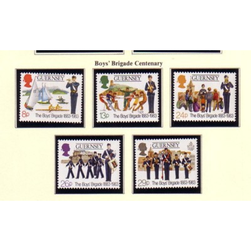 Guernsey Sc 255-259 Boy&#039;s Brigade stamp set mint NH