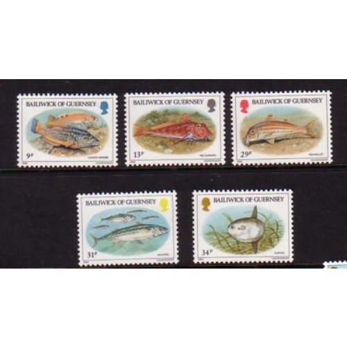 Guernsey Sc 308-12 1985 Native Fish stamp set mint NH