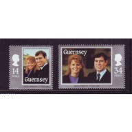 Guernsey Sc  334-35 1986 Royal Wedding Prince Andrew stamp set mint NH
