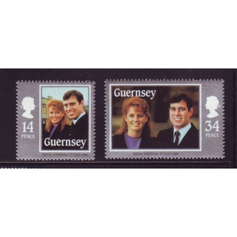 Guernsey Sc  334-35 1986 Royal Wedding Prince Andrew stamp set mint NH