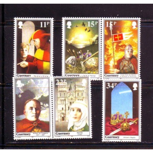 Guernsey Sc 356-61 1987 William the Conqueror stamp set NH