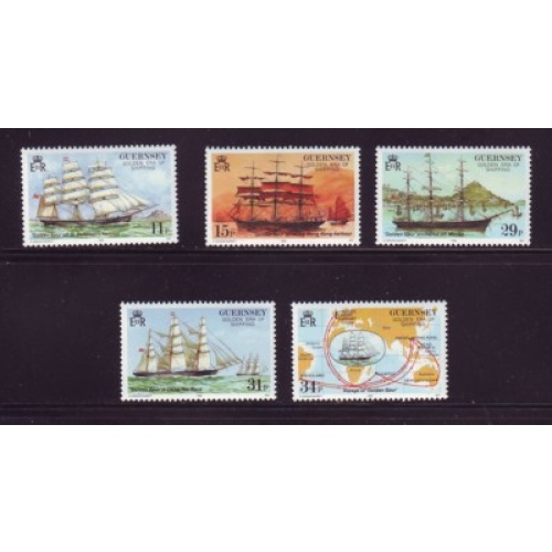 Guernsey Sc 367-371 1988 Golden Spur Voyage stamp set mint NH