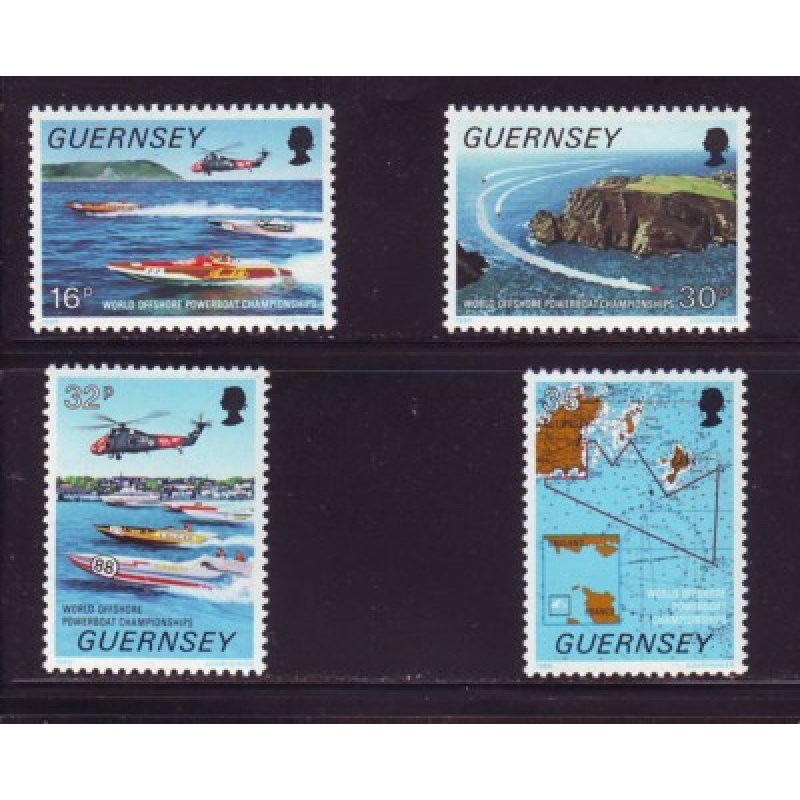 Guernsey Sc  390-93 1988 Powerboat Championships  stamp set mint NH