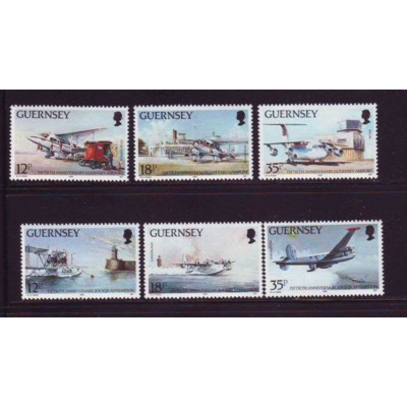 Guernsey Sc  404-09 1989 Guernsey Airport stamp set mint NH