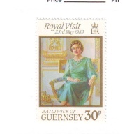 Guernsey Sc  410 1989 QE II Royal Visit stamp  mint NH