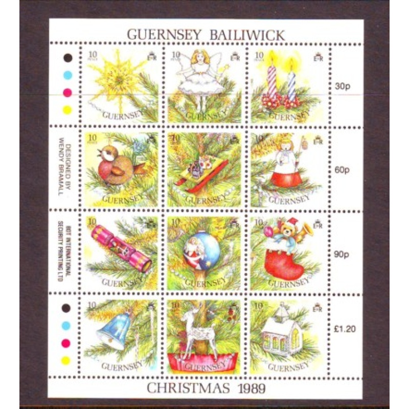 Guernsey Sc 421 1989  Christmas stamp miniature pane  mint NH