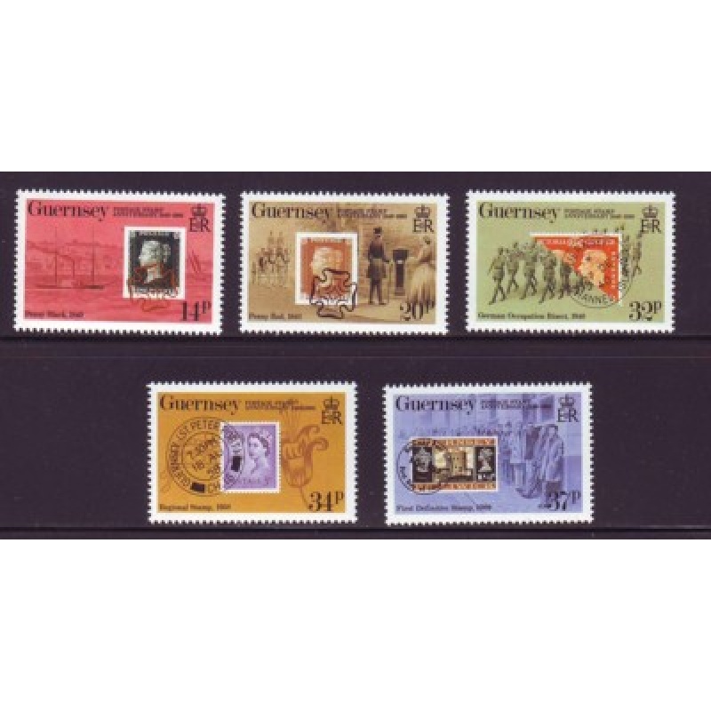 Guernsey Sc  426-30 1990 Penny Black Anniversary stamp set  mint NH