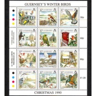 Guernsey Sc 445 1990 Christmas Birds stamp miniature pane  mint NH