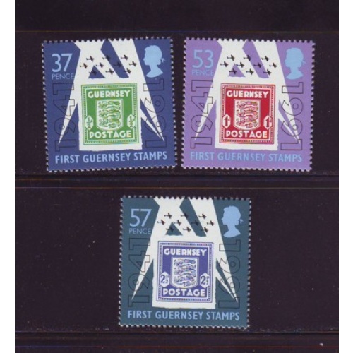 Guernsey Sc  446-48 1991 Occupation Stamps Anniversary stamp set  mint NH