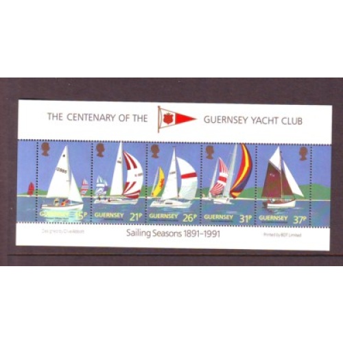 Guernsey Sc 463a 1991 Yacht Club Anniversary stamp sheet  mint NH