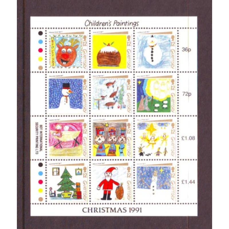 Guernsey Sc 464 1991 Christmas stamp sheet mint NH