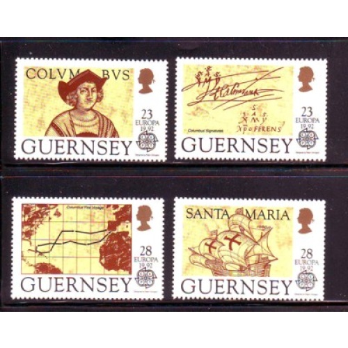 Guernsey Sc  467-70 1992 Europa Columbus stamp set  mint NH