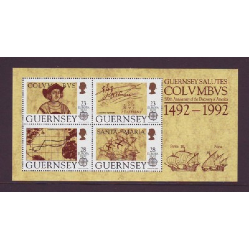 Guernsey Sc 470a 1992 Europa Columbus stamp sheet  mint NH