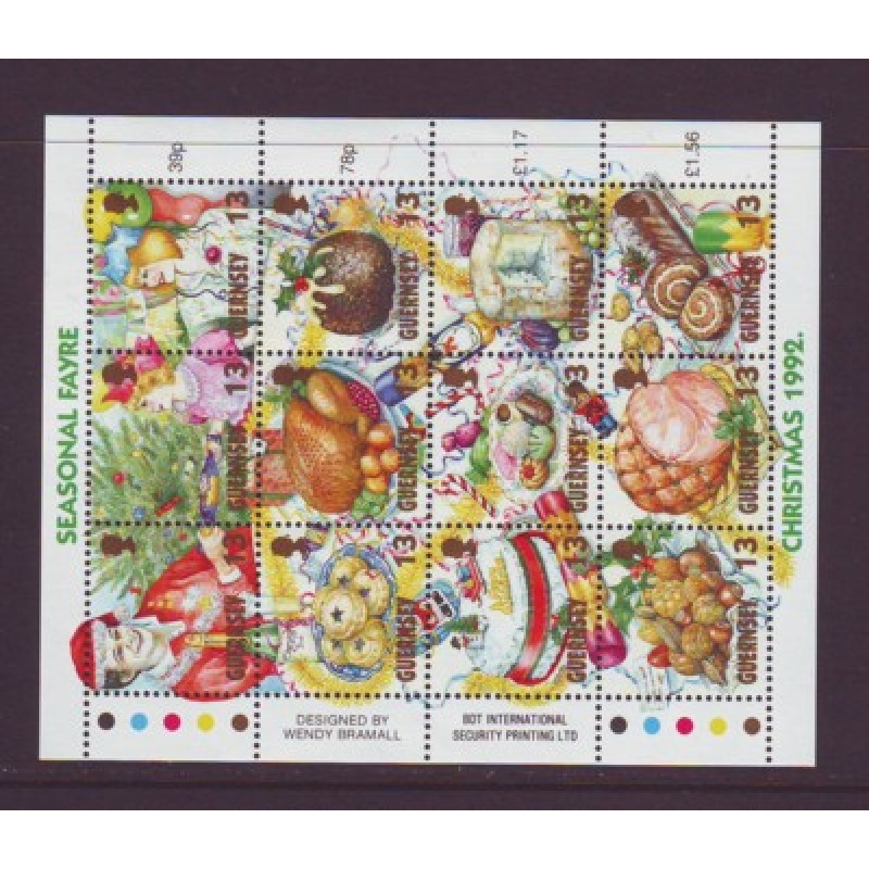 Guernsey Sc 508 1992  Christmas  Fayre stamp miniature pane  mint NH