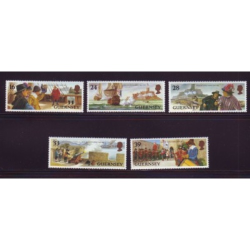 Guernsey Sc 515-19 1993 Castle Cornet Siege stamp set  mint NH
