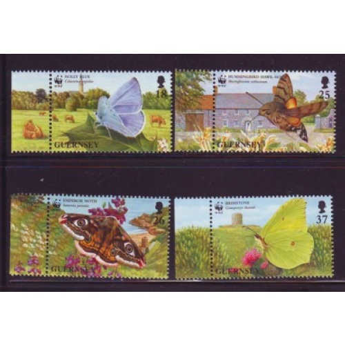 Guernsey Sc 586-89  1997 Moths & Butterflies WWF stamp set mint NH