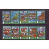 Guernsey Sc 615-624 1998 Millennium Tapestries stamp set mint NH