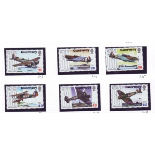 Guernsey Sc 713-18 2000 Battle of Britain Airplanes stamp set mint NH