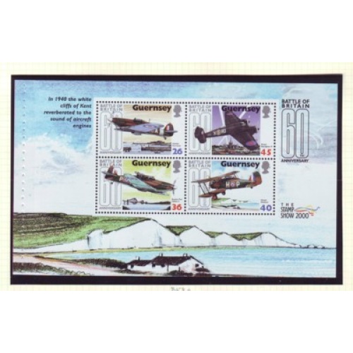 Guernsey Sc 717c 2000 Battle of Britain Airplanes stamp booklet pane  mint NH