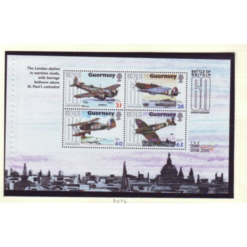 Guernsey Sc 718b 2000 Battle of Britain Airplanes stamp booklet pane  mint NH