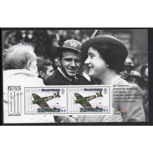 Guernsey Sc 718a 2000 Battle of Britain Airplanes stamp booklet pane  mint NH