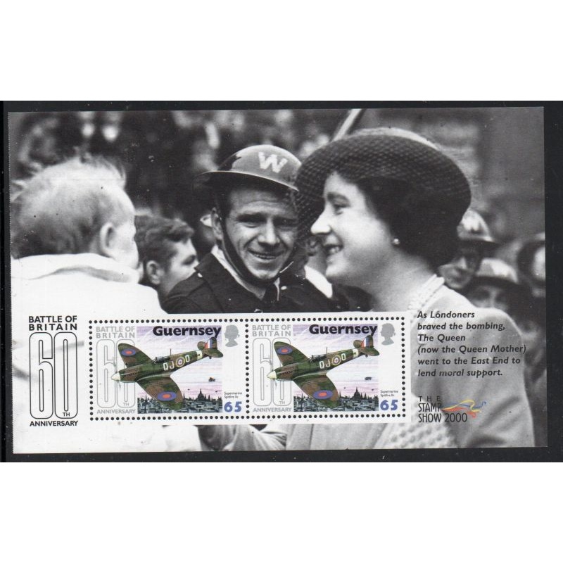Guernsey Sc 718a 2000 Battle of Britain Airplanes stamp booklet pane  mint NH